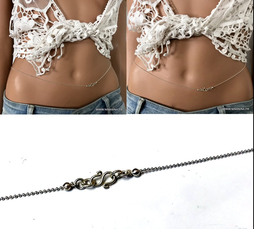 Chaine maille boule argent pour la taille signe infini – Image 9