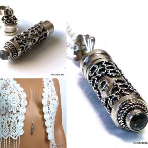 Bijou cinéraire collier urne Argent 925 et Pierre de lune