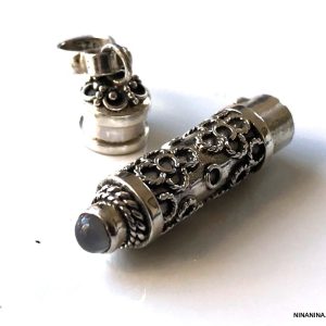 Pendentif reliquaire urne Argent 925 Et Pierre de Lune
