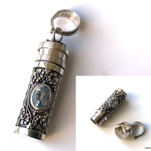 Pendentif cinéraire Argent 925 massif Et Topaze bleue véritable – collier artisanal