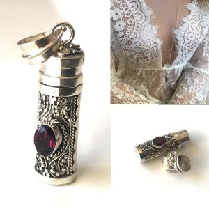 Pendentif parfum Argent 925 Et Grenat rouge