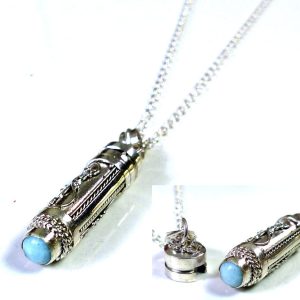 Bijou funéraire Argent 925 et turquoise bleue naturelle