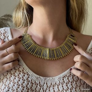 Collier Plastron Doré Ras de Cou Or Pour Femme