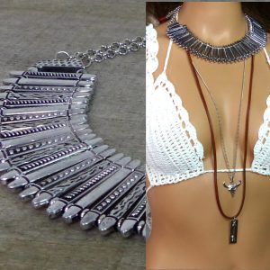 Plastron métal argenté