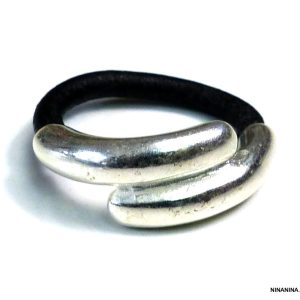 Bague homme cordon cuir plaqué argent artisanale fabriquée en france