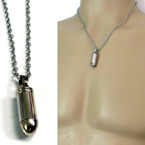 Collier porte-pilule balle de revolver