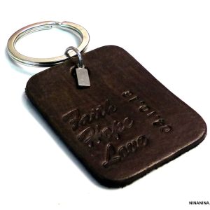 Porte clé homme pendentif cuir date personnalisée
