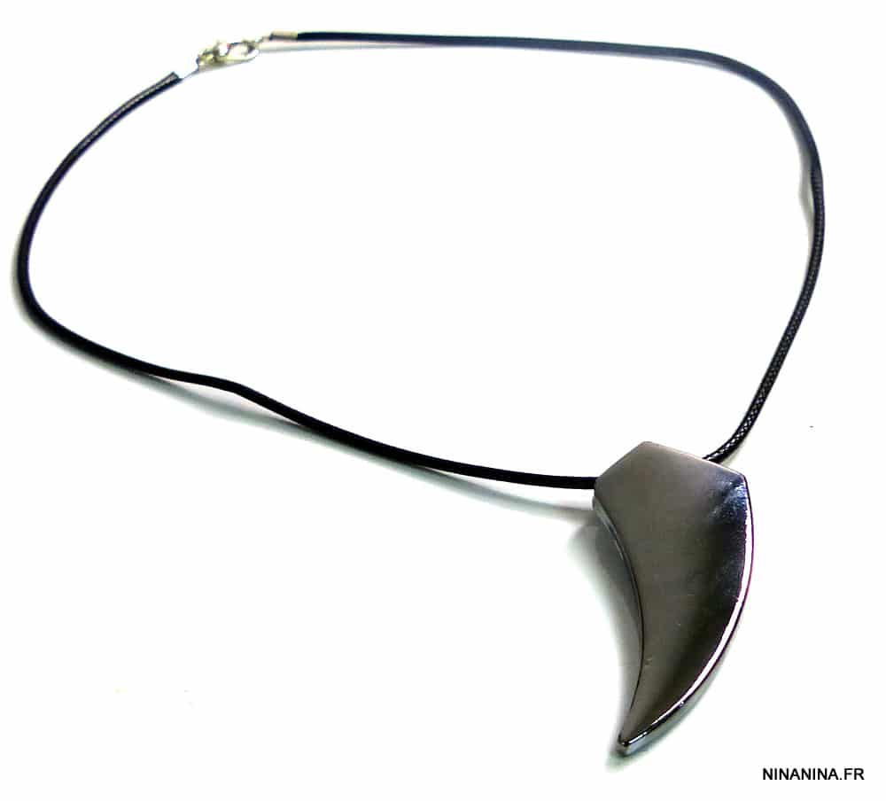 Collier cordon dent de requin hematite – Image 7
