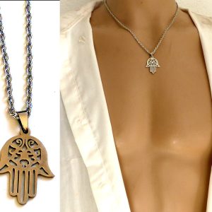 Chaine main de fatma Acier inoxydable argent homme femme