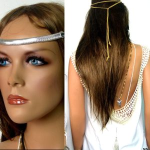 Headband Cuir Daim Chaine plaqué Argent