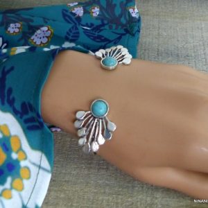 Bracelet bohème magnésite turquoise