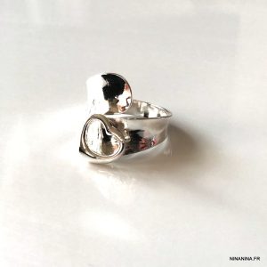 Bague avec pendentif coeur argent femme réglable