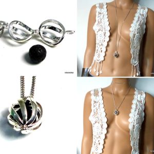 Collier long sautoir Acier flacon de parfum vide