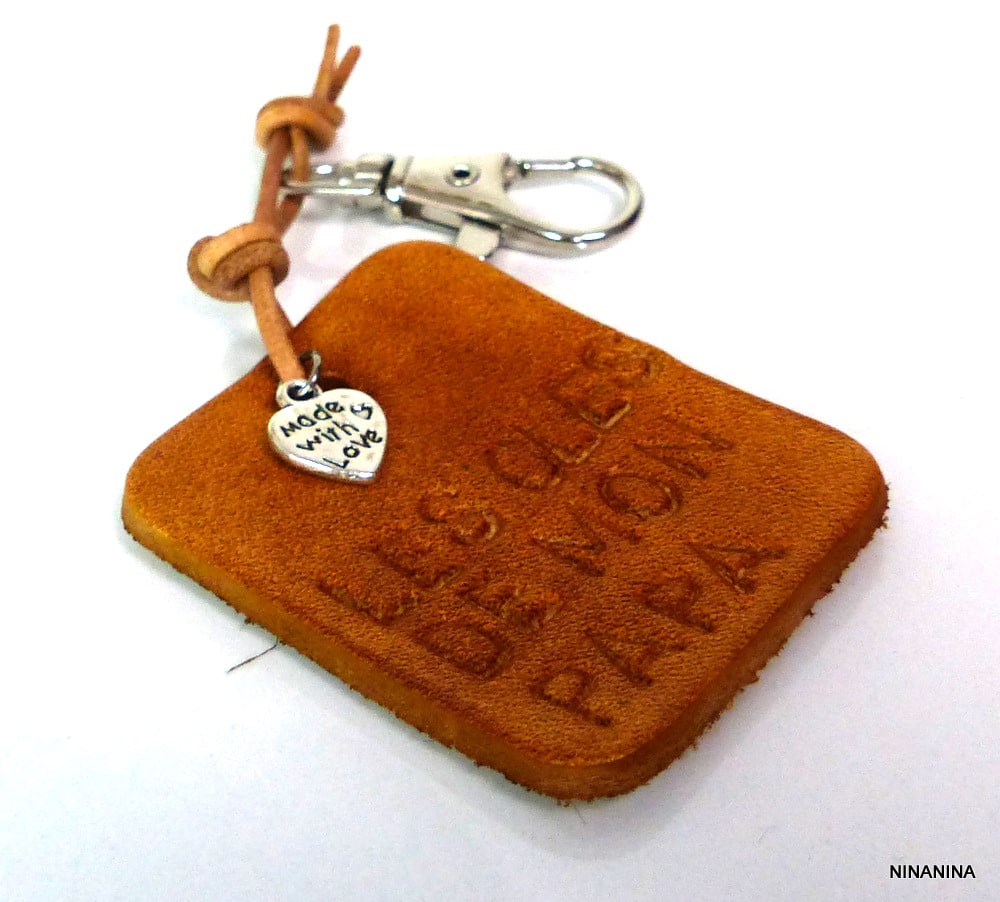 Porte clé homme cuir personnalisé les clés de papa – Image 5