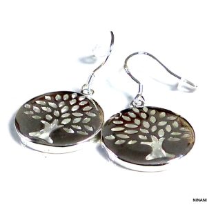 Boucles d’oreilles arbre de vie plaqué argent