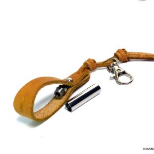 Porte clé homme porte message cuir Acier inoxydable