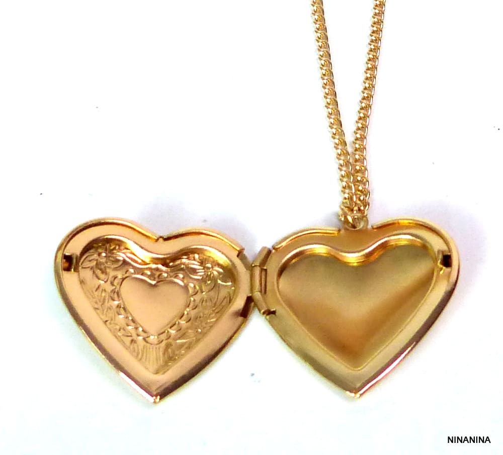 Collier coeur porte photo métal doré – Image 6