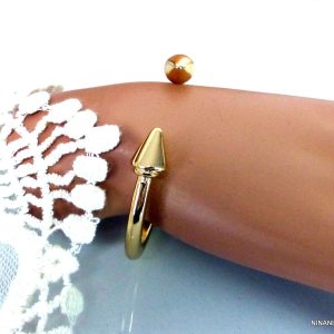 Bracelet ethnique jonc doré femme flèches