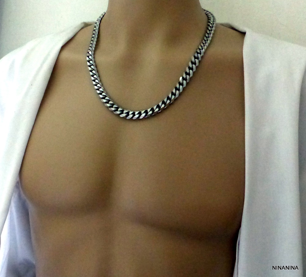 Chaine homme Acier inoxydable argent maille gourmette – Image 2