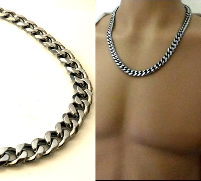 Chaine homme Acier inoxydable argent maille gourmette – Image 3