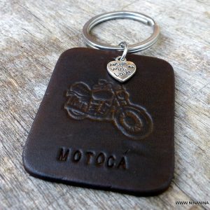 Porte clé homme cuir personnalisé gravé moto