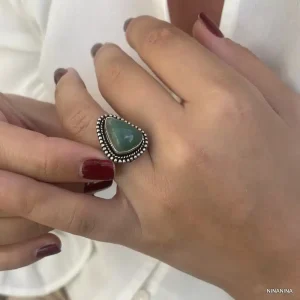 Bague Chrysoprase Verte Triangle Argent 925 Réglable