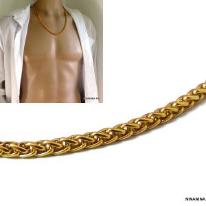 Collier chaine homme femme métal doré