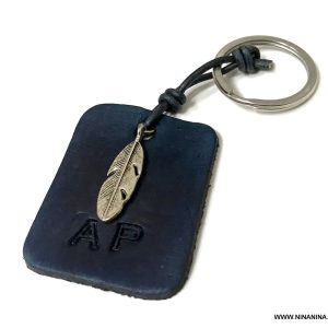 Porte clé plume cuir personnalisé pour homme