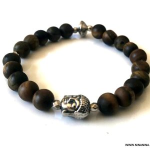 Bracelet bouddhiste oeil de tigre perles élastique