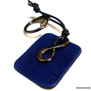 Porte clé infini homme cuir personnalisé métal noir