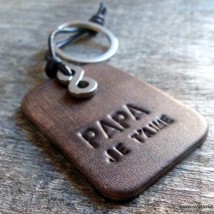 Porte clé cuir homme infini JE T AIME PAPA