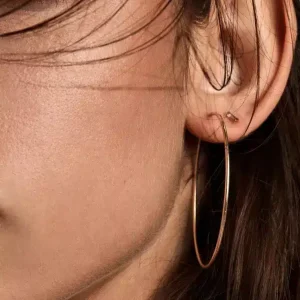 Créoles or jaune 50 mm fil rond Acier inoxydable doré