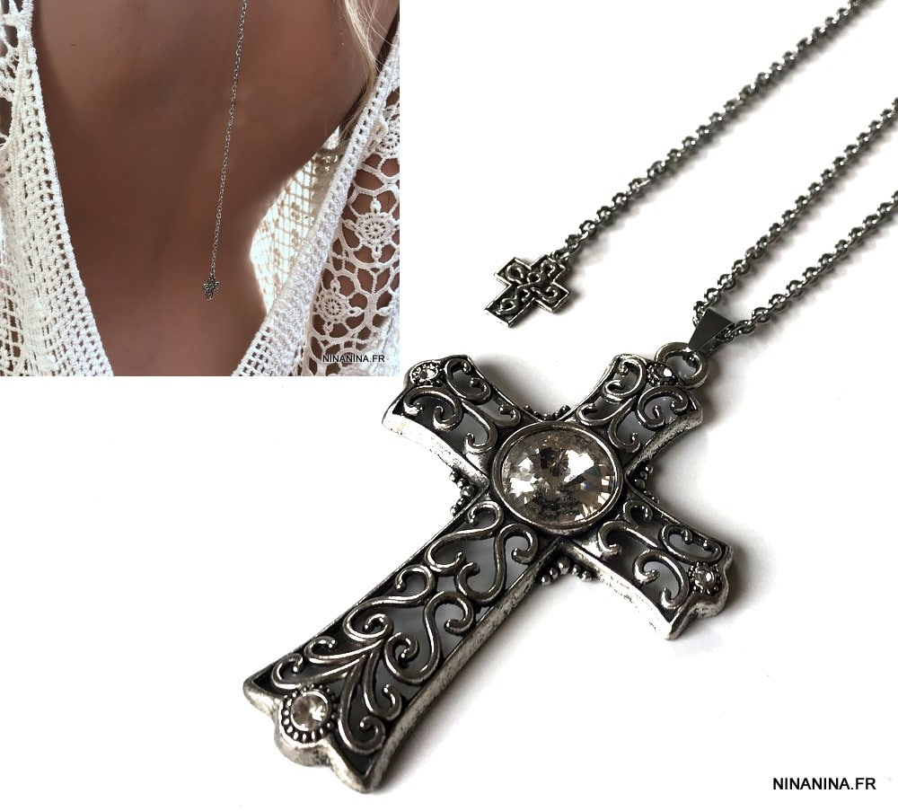 Collier pendentif croix femme – Sautoir et chaine dos – Image 8