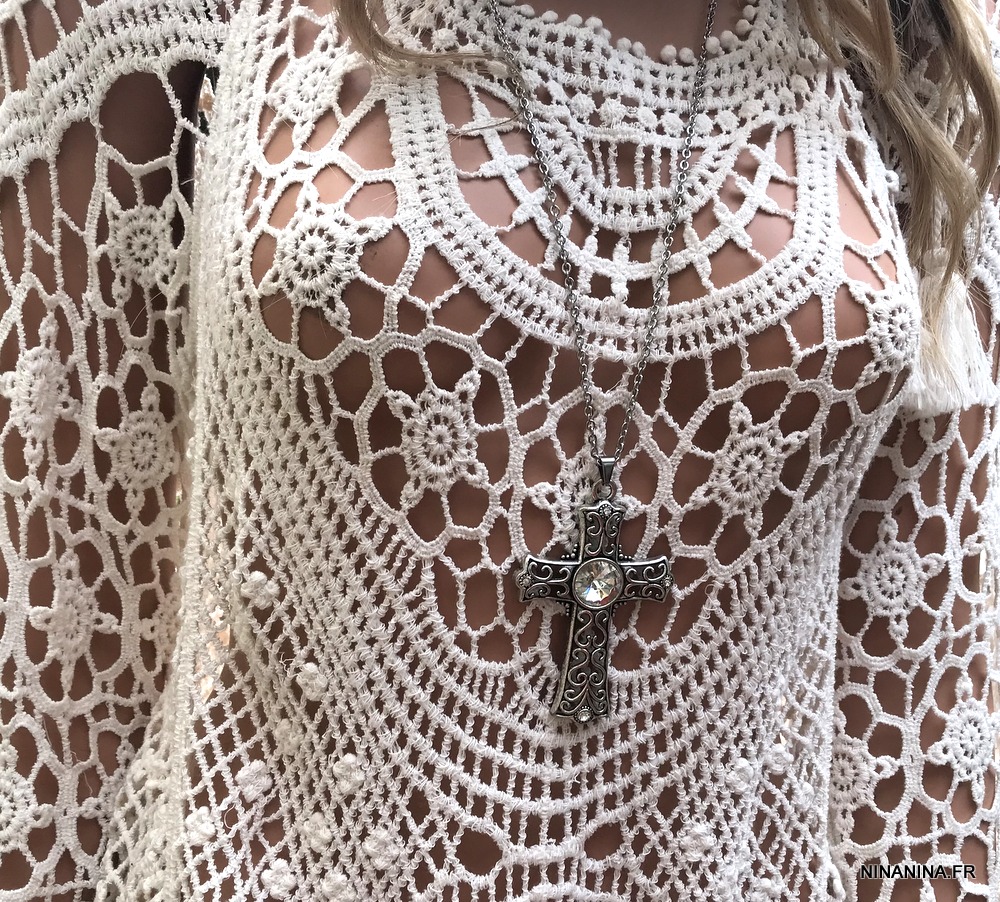 Collier pendentif croix femme – Sautoir et chaine dos – Image 3
