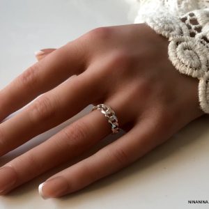 Bague maille gourmette argent 925 chaine femme