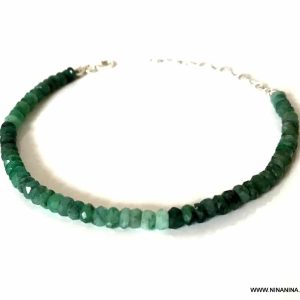 Bracelet emeraude Argent 925 femme pierres précieuses brutes
