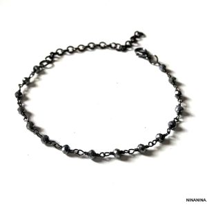 Bracelet Pyrite naturelle pour femme Et Métal noir