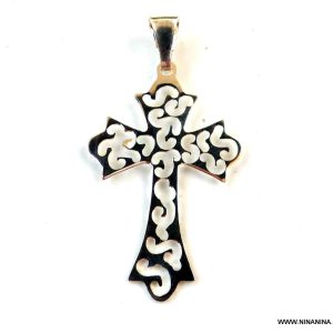 Pendentif croix Argent 925 massif ciselé