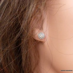 Boucle d’oreille clou pierre de lune argent 925
