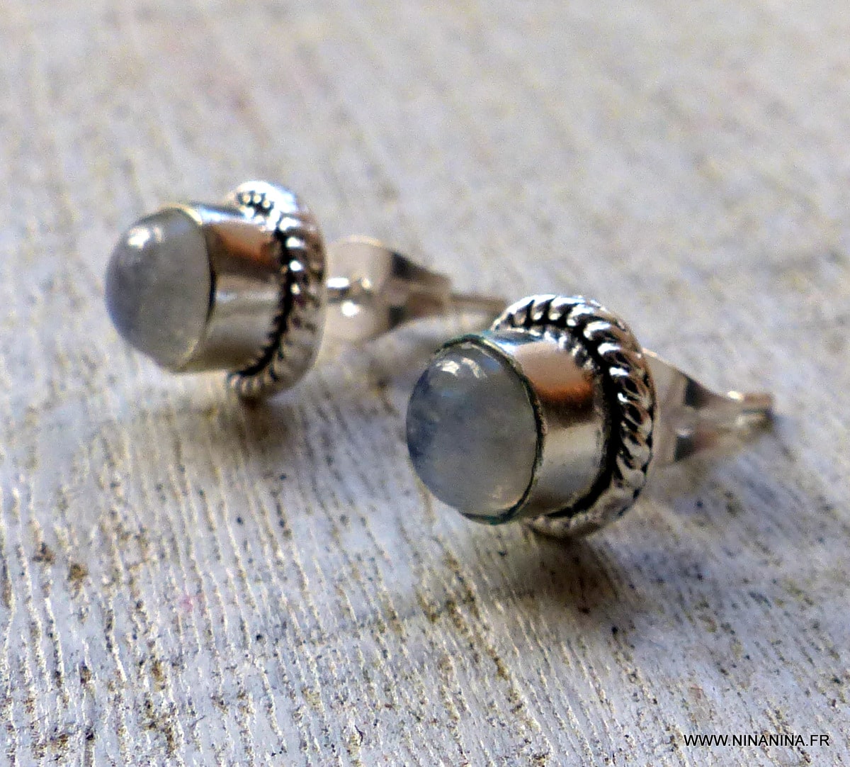 Boucle d’oreille clou pierre de lune argent 925 – Image 5