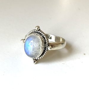 Bague Pierre de lune Argent 925 massif ovale