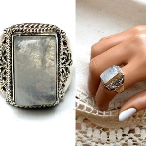 Bague pierre de lune argent 925 massif