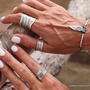 Bague ethnique argent 925 massif ajustable