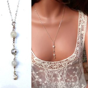 Collier pierre de lune argent 925 massif