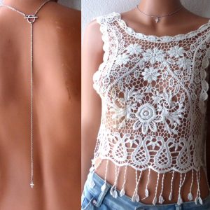 Collier chaine de dos croix acier inoxydable