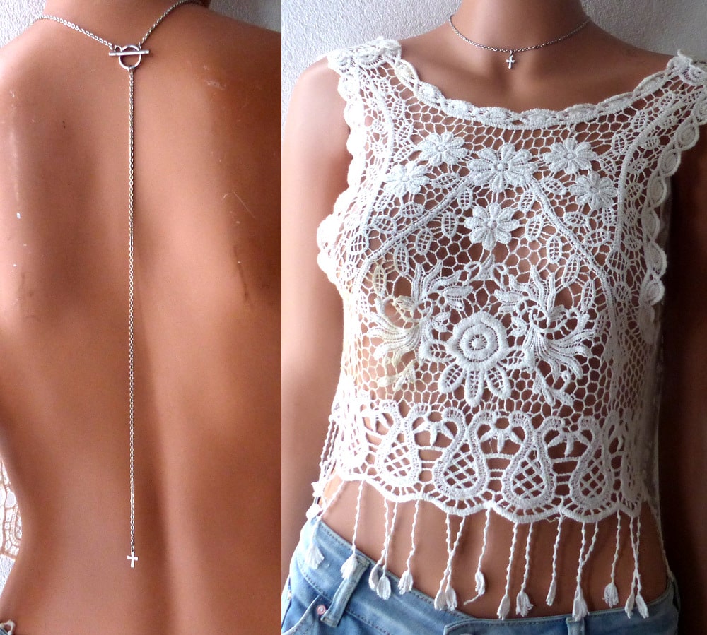 Collier chaine de dos croix acier inoxydable – Image 2