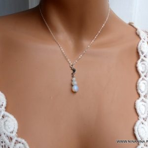 Collier Pierre de Lune naturelle Argent 925 massif