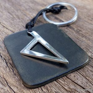 Porte clé cuir pendentif corse stylisée Acier