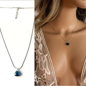 Collier argent topaze bleu pendentif pour femme