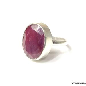 Bague Rubis femme ovale Argent 925 massif
